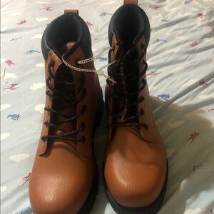 Stylish Tan Lace-Up Boots